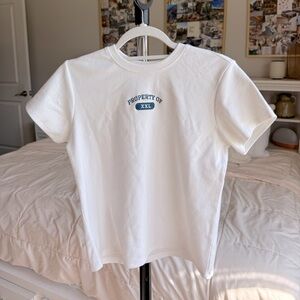 State of Mind White Tee with Navy Print